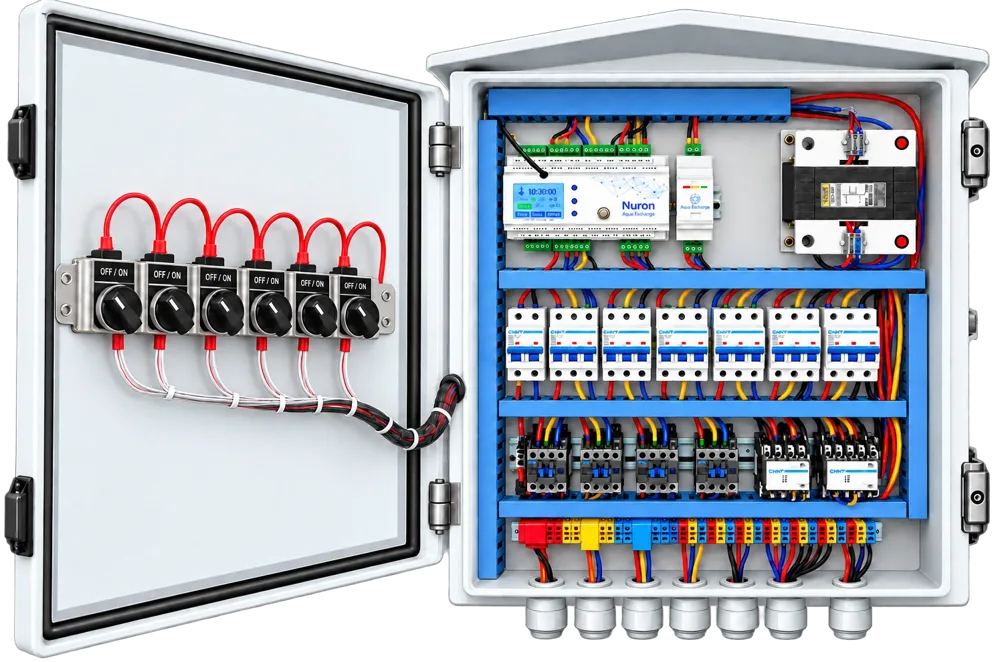 Tablero de corrección automática de factor de potencia con seis selectores
